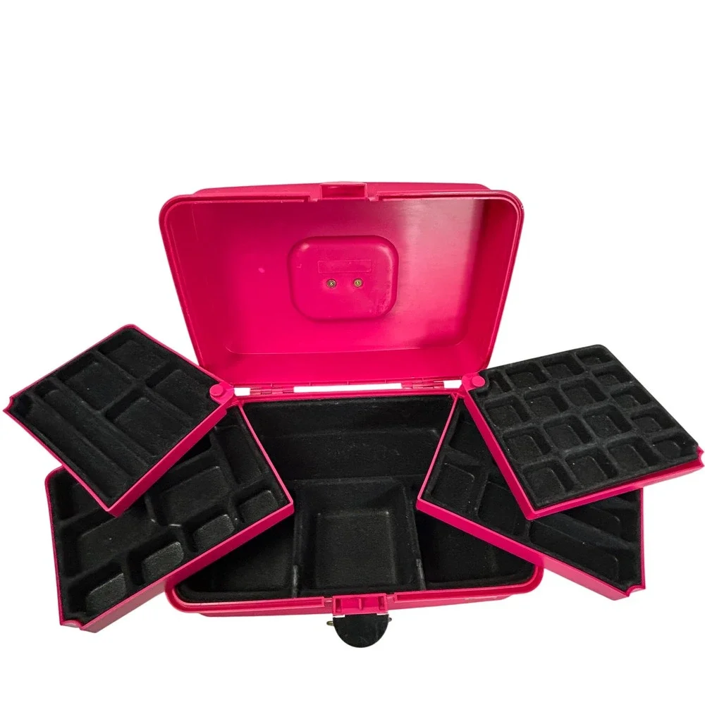 Caboodles‎ Vintage Makeup Case Hot Pink 90s Retro Cosmetic Organizer Jewelry Box